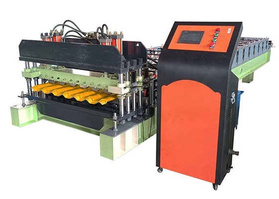 Chains Driven Ppgi Glazed Tile Roll Forming Machine For Roofing Tile Production