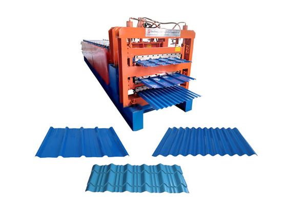 Building Roofing Panel Glazed Tile Three Layer Roll Forming Machine Steel Panel