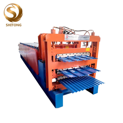 Three Layers Roof Slate Metal Tile Making Machine Ibr Sheet Roll Forming Machine